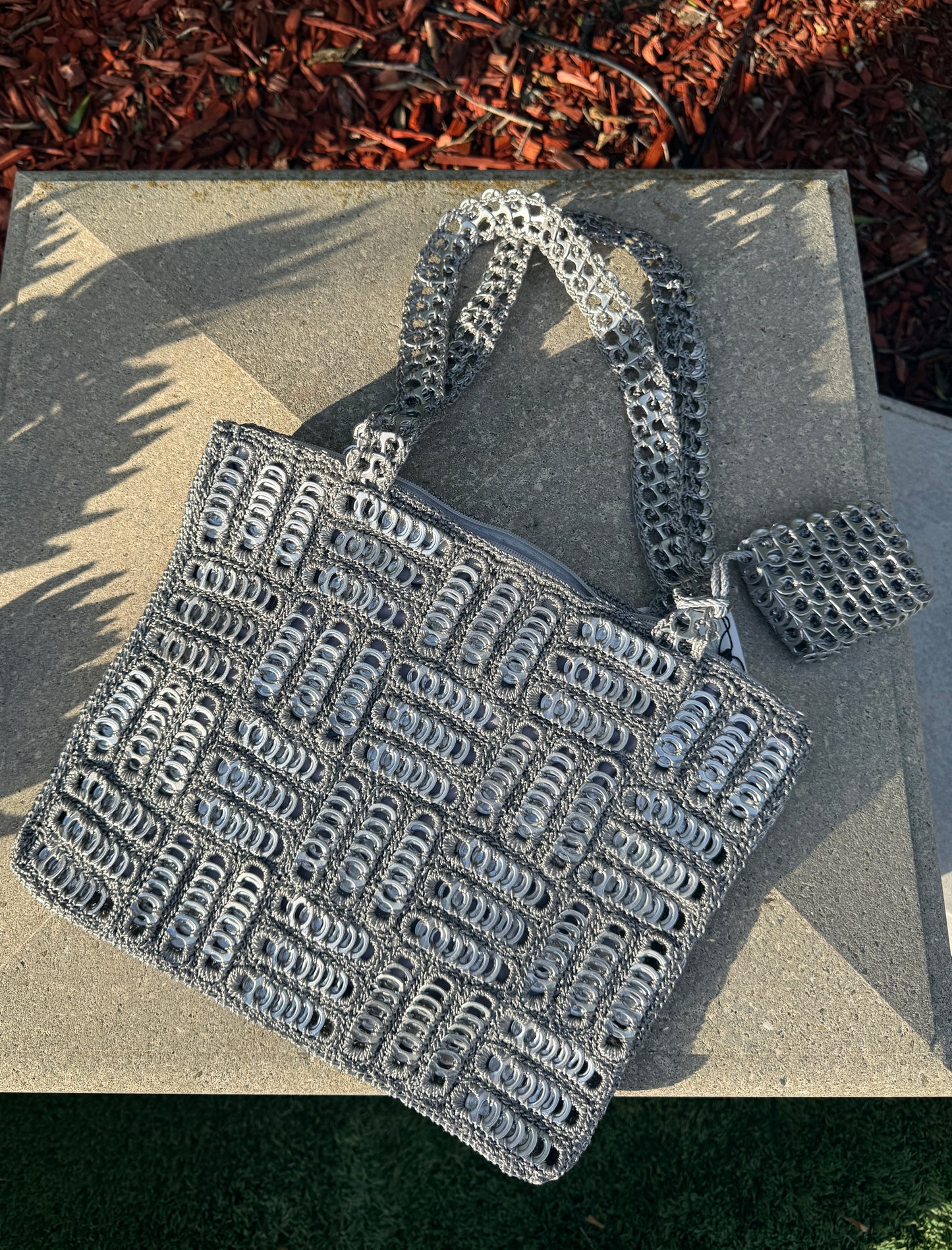 Large asymmetrical shoulder bag w/coin purse