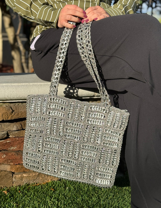 Large asymmetrical shoulder bag w/coin purse