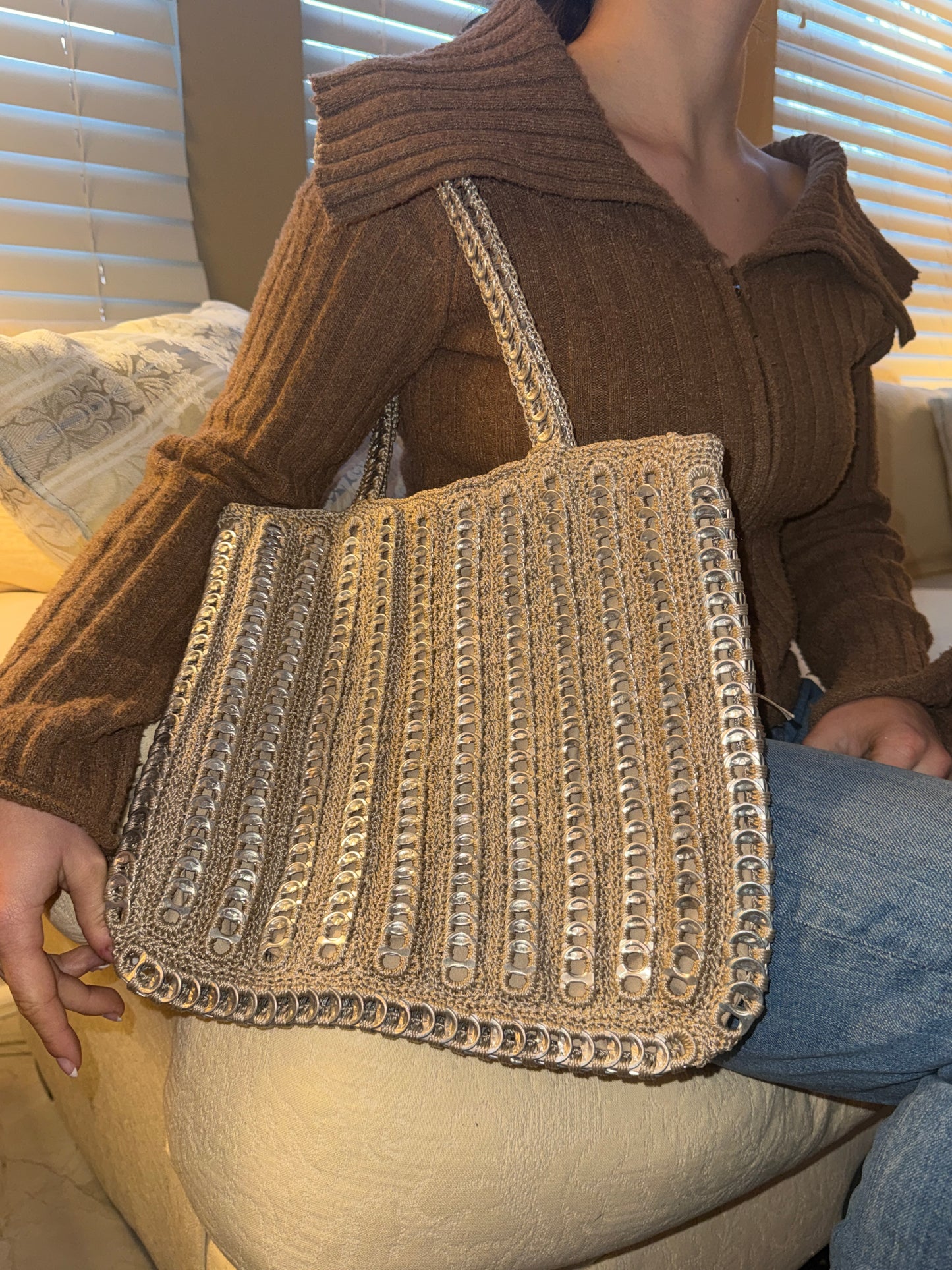 Beige Large Soda Can Tab Tote