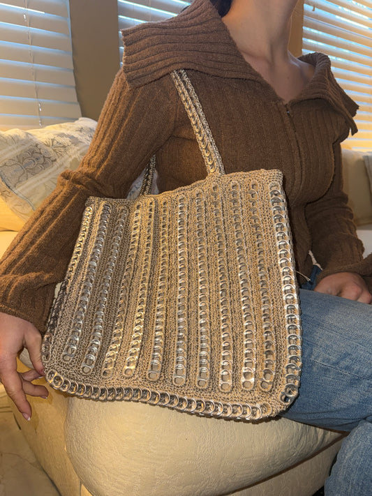 Beige Large Soda Can Tab Tote
